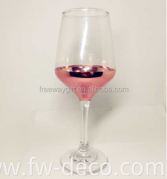 Custom crystal clear rose gold colored electroplated wine glass goblet